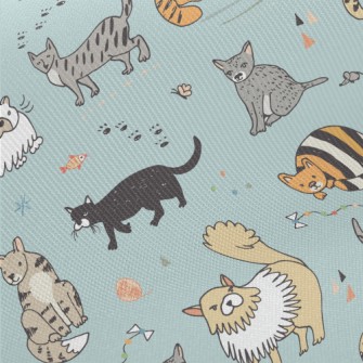 Childlike Hand-painted Cats Midweight Cotton Poplin