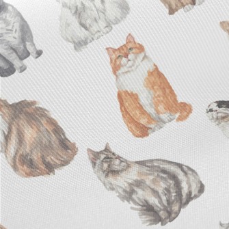 Hand Drawn Realistic Cat Breed Midweight Cotton Poplin