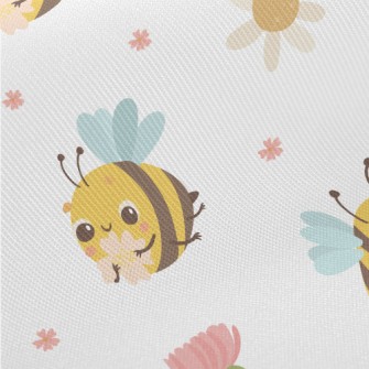 Round And Innocent Bees And Fl Midweight Cotton Poplin