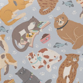 Naughty And Cute Cats Midweight Cotton Poplin