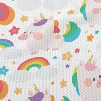 Q Version Colorful Unicorn Birdseye Piqué