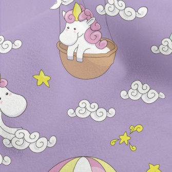 Unicorn Riding A Hot Air Ballo Micro Fleece