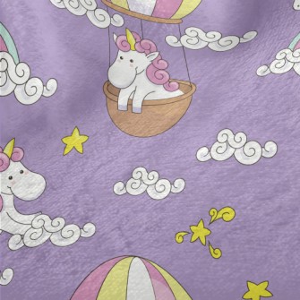 Unicorn Riding A Hot Air Ballo Minky