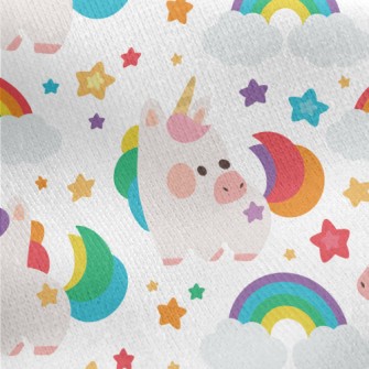 Q Version Colorful Unicorn Jersey Backed Fleece