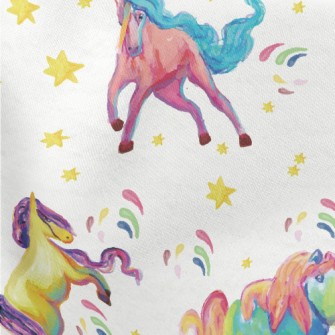 Artistic Watercolor Unicorn Lightweight Cotton Poplin