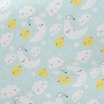 Smile Moon Stars Cloud Twill
