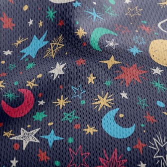 Crayon Doodle Stars And Moon Athletic Mesh Flat Back