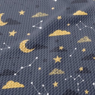 Shining Moon Stars Cloud Birdseye Piqué