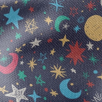 Crayon Doodle Stars And Moon Waterproof Canvas