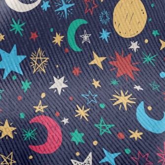 Crayon Doodle Stars And Moon Standard Corduroy