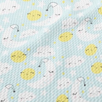 Smile Moon Stars Cloud Birdseye Piqué