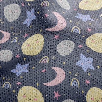 Cartoon Planet Moon Athletic Mesh Flat Back