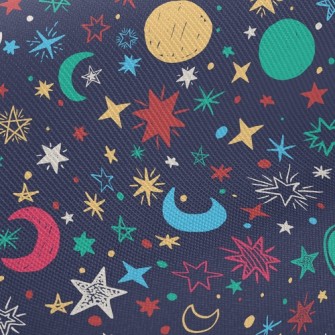 Crayon Doodle Stars And Moon Twill