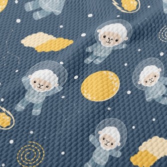 Space Sheep And Moon Birdseye Piqué