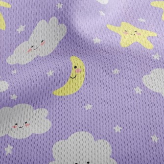 Shy Stars, Moon And Clouds Athletic Mesh Flat Back