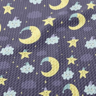 Good Night Moon Stars Cloud Birdseye Piqué