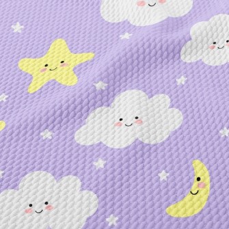 Shy Stars, Moon And Clouds Birdseye Piqué