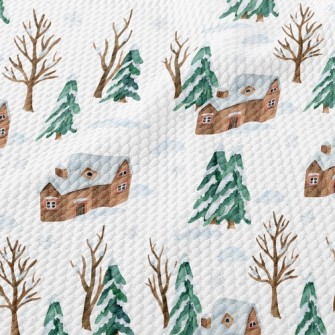 House In Snow Birdseye Piqué