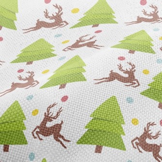 Elk And Christmas Tree Performance Linen