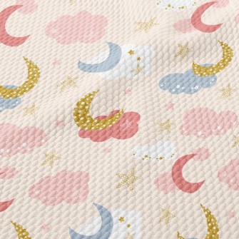 Shining Moon Pink Clouds Birdseye Piqué