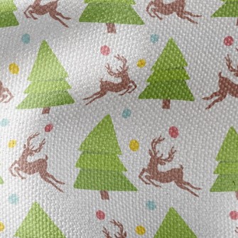 Elk And Christmas Tree Waterproof Canvas