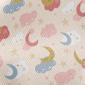 Shining Moon Pink Clouds Standard Corduroy