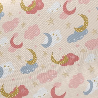 Shining Moon Pink Clouds Twill