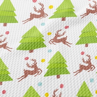 Elk And Christmas Tree Birdseye Piqué