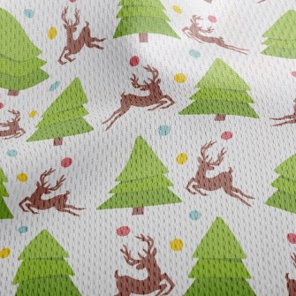 Elk And Christmas Tree Athletic Mesh Flat Back
