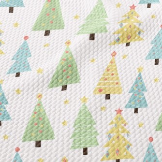 Stars Decorate Christmas Tree Birdseye Piqué