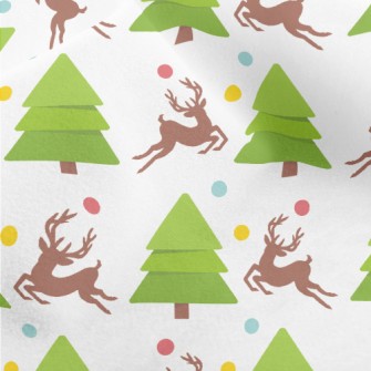 Elk And Christmas Tree Micro Fleece