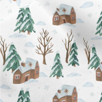 House In Snow Micro Fleece