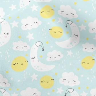Smile Moon Stars Cloud Micro Fleece