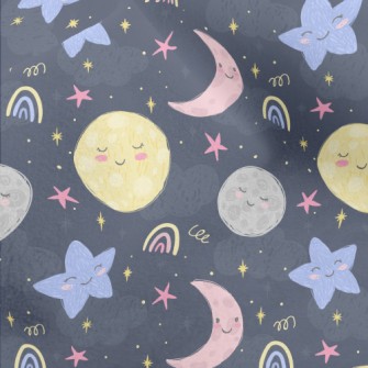 Cartoon Planet Moon Micro Fleece