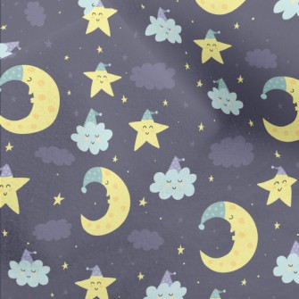 Good Night Moon Stars Cloud Micro Fleece