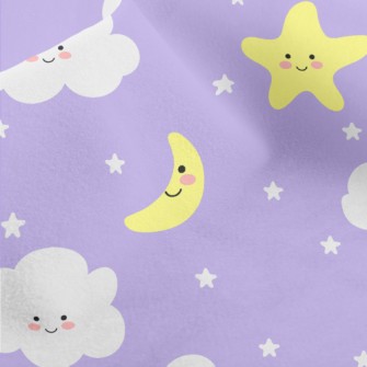 Shy Stars, Moon And Clouds Micro Fleece