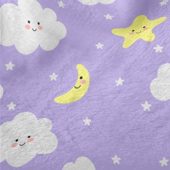 Shy Stars, Moon And Clouds Minky