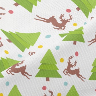 Elk And Christmas Tree Piqué