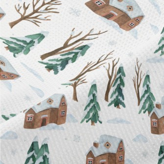 House In Snow Piqué