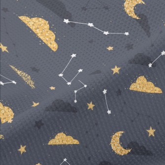 Shining Moon Stars Cloud Piqué