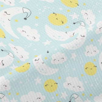 Smile Moon Stars Cloud Piqué