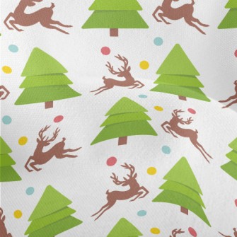 Elk And Christmas Tree Lightweight Performance Linen