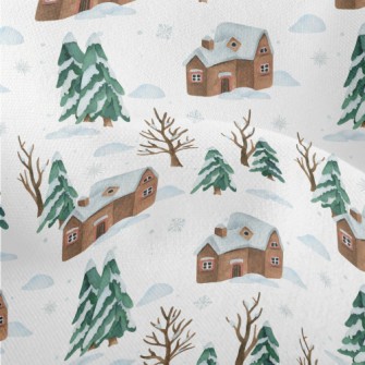 House In Snow Lightweight Performance Linen