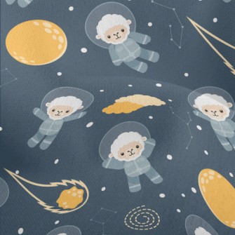 Space Sheep And Moon Lightweight Performance Linen