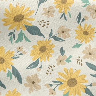 Doodle Sunflower Jersey Backed Fleece