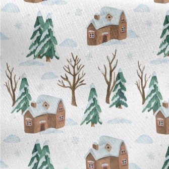 House In Snow Jersey Backed Fleece