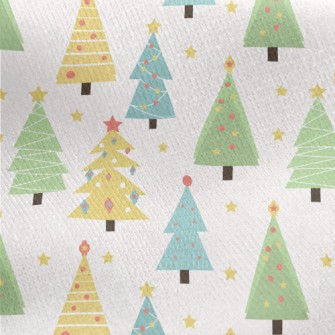 Stars Decorate Christmas Tree Jersey Backed Fleece