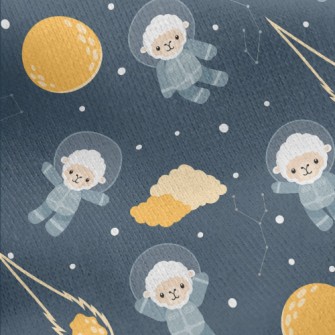 Space Sheep And Moon Jersey Backed Fleece