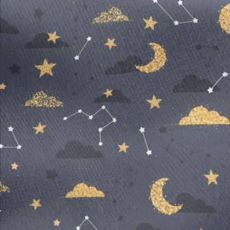 Shining Moon Stars Cloud Jersey Backed Fleece