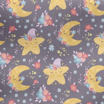 Good Night Emoticon Stars And  Jersey Backed Fleece